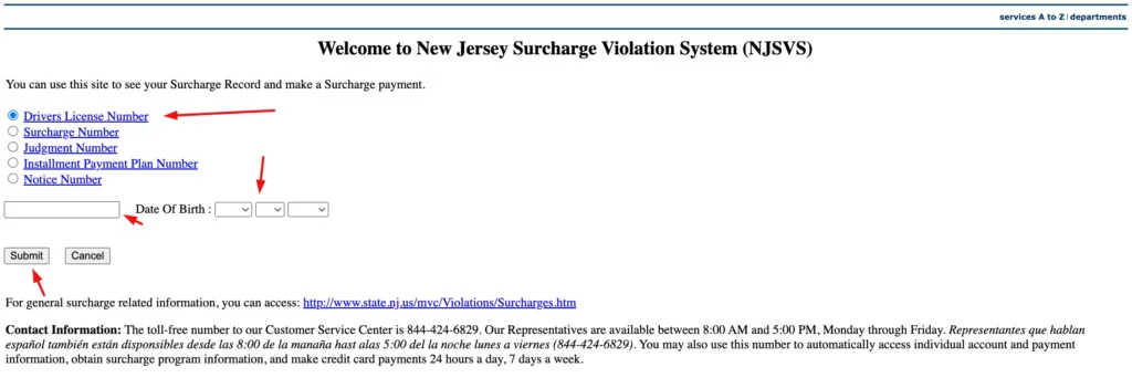 New Jersey Surcharge Violation System
